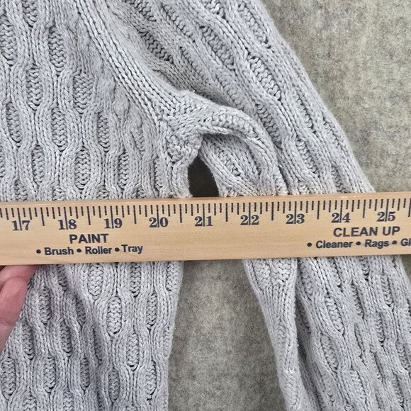 Old Navy Gray Cable Knit Sweater L Womens Cotton Crewneck Pullover - Picture 5 of 5